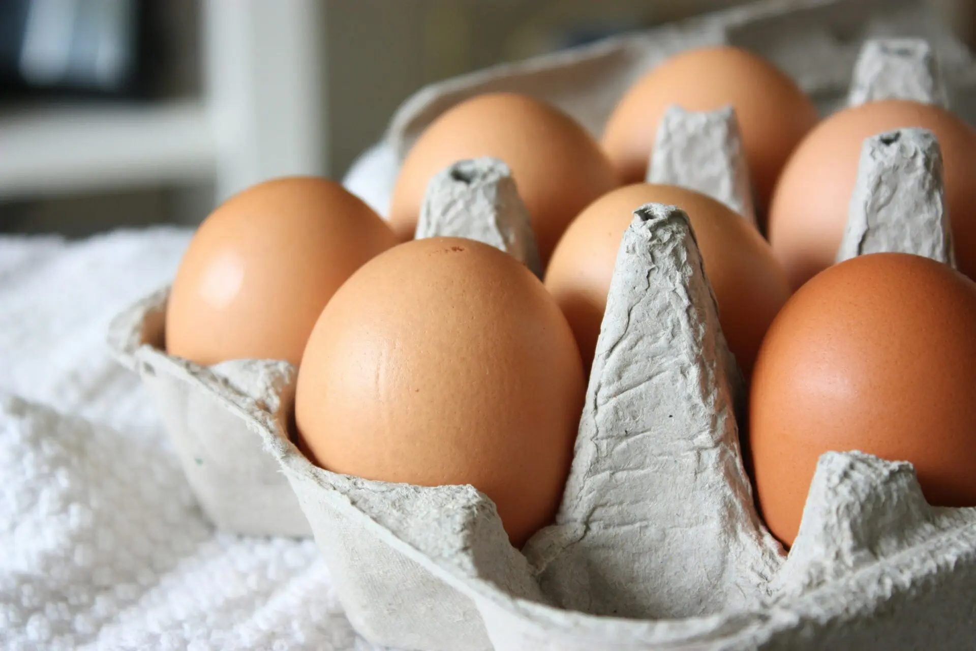 A box of fresh eggs Image of a box of fresh eggs